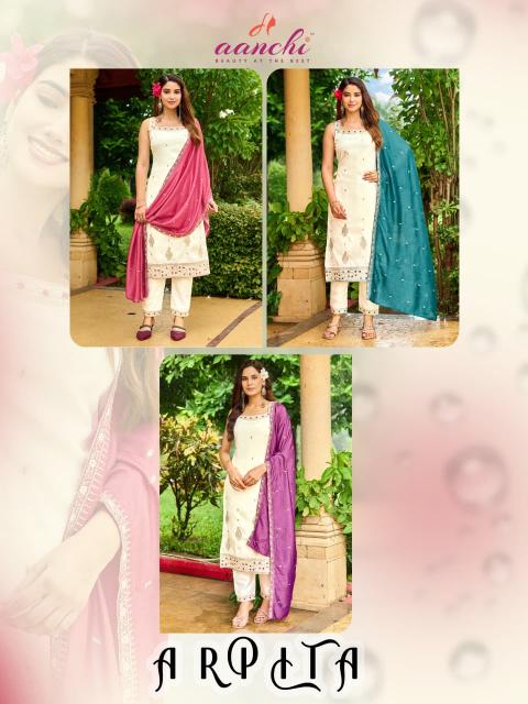 Aanchi arpita 3pcs branded kurti wholesale market